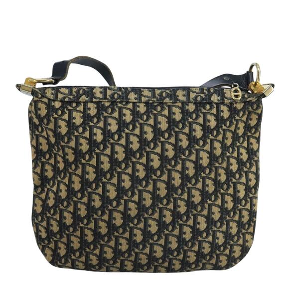 DIOR Trotter Canvas Shoulder Bag Navy Gold - Picture 3 of 12